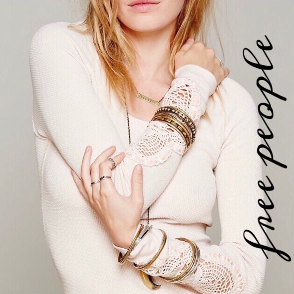 Free People Synergy Waffle Thermal Crochet Cuffs